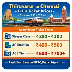 Train ticket prices from Thiruvarur to Chennai