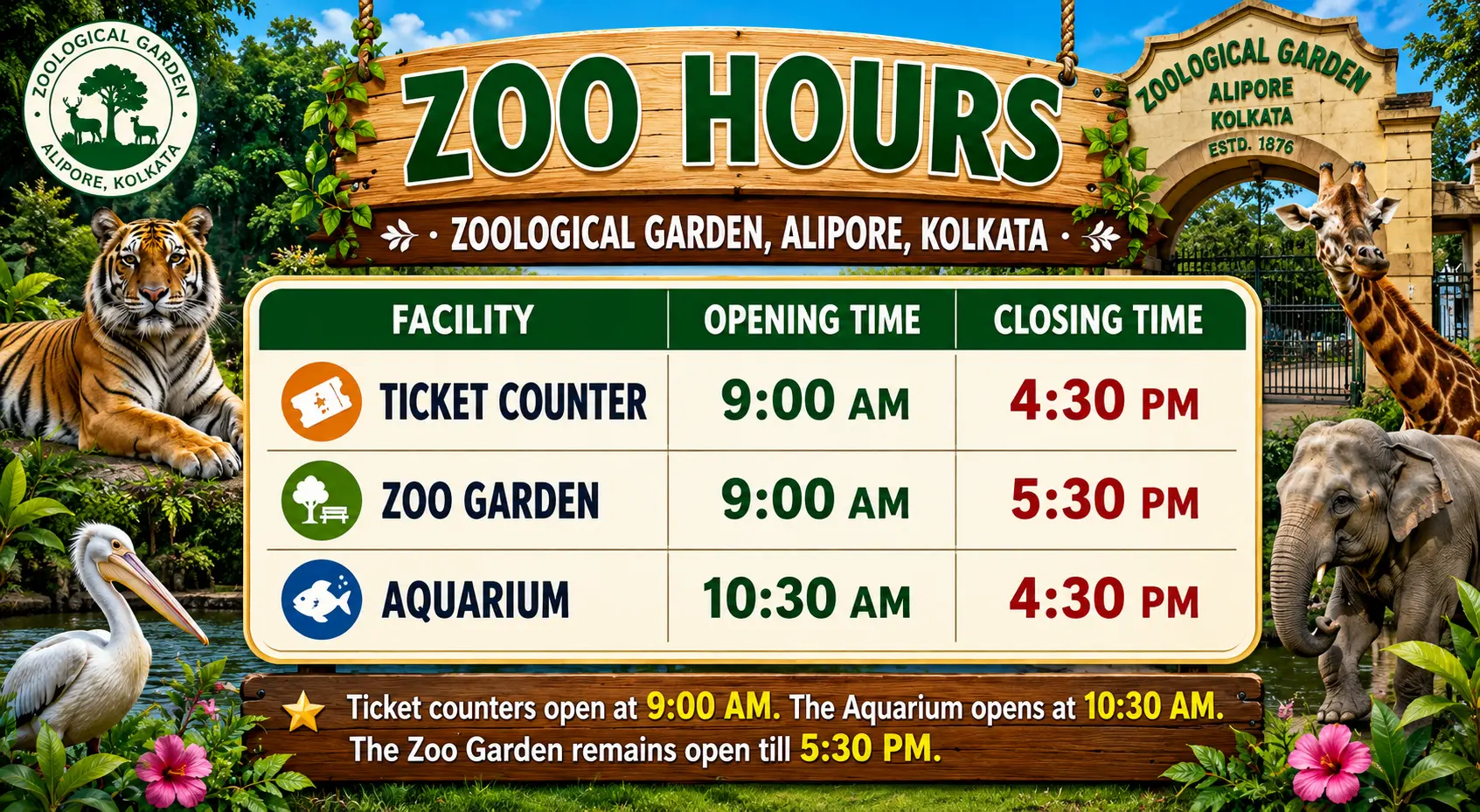 ALIPORE ZOOLOGICAL GARDEN Hours