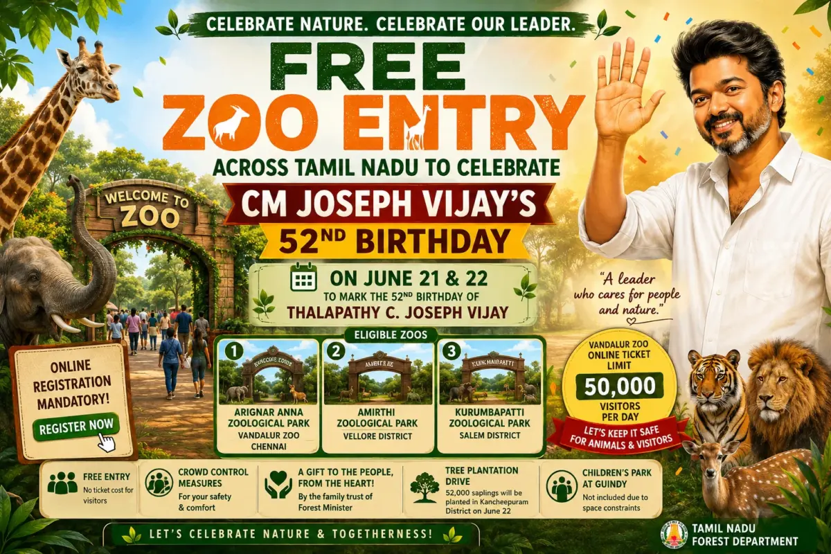 Free Entry Tickets to 3 Zoo in Tamil Nadu